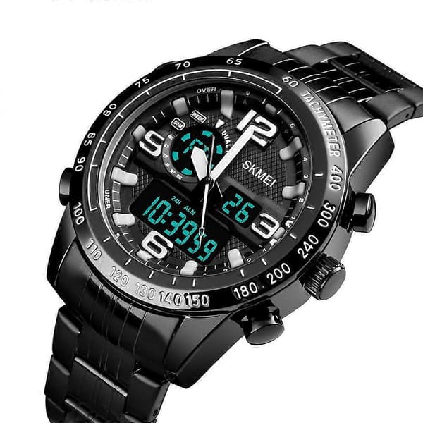 Mode Herr Vattentät Armé Sport Analog Digital LED Datum Kvarts Armbandsur