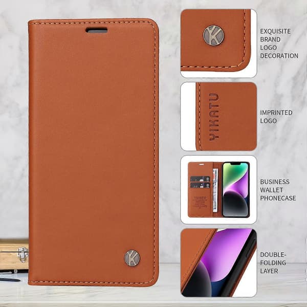 För Xiaomi Redmi A5 4G (173.3mm) Telefonfodral Magnetlås PU Läder Mobilskal (Brun)