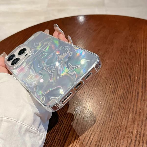 Til iPhone 15 Pro etui IMD Ripple Mønster Hårdt PC Stødsikkert Telefoncover
