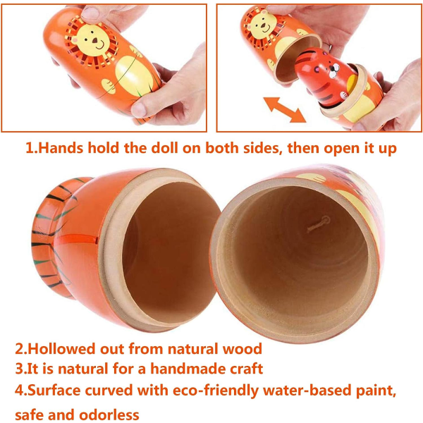 Håndlavede trædukker med forskellige mønstre - Matryoshka-dukker, håndlavede trædukker, tegneseriefigurer, legetøjsgave