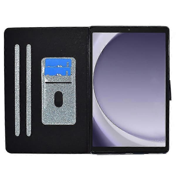 Stativfodral för Samsung Galaxy Tab A9, Glitter PU-läder med kortplatser surfplattefodral (blå)