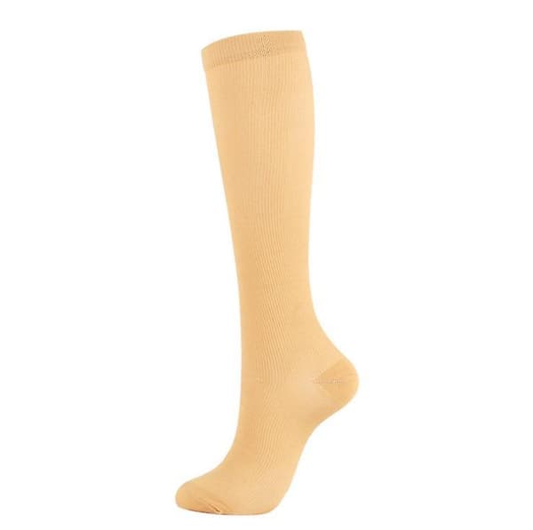 1/7 par kobberfiber kompresjonsleggstrømper Elastiske sportssokker Unisex støttestrømper for løping sykling voksne A