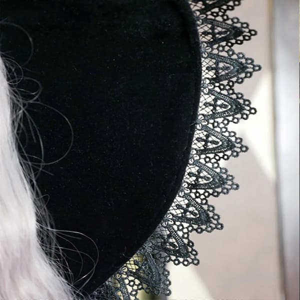 Halloween Heksehat Kvinder Halloween Kostume Tilbehør Sorte Heksehatte Kvindehatte Med Blondekant Til Halloweenfest Cosplay A
