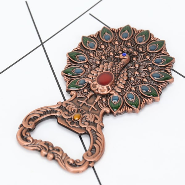 Magnetisk ølflaskeåbner Retro Påfugl Køleskabsmagnet