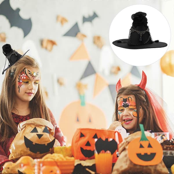 Musta noitahattu Halloween-asusteisiin, satiini, 1 kpl A