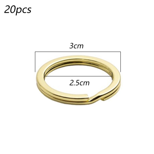 Stainless Steel Key Rings - 20 Pcs Gold Round Split Key Rings