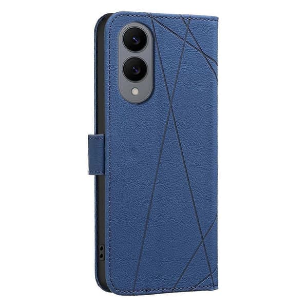 Geometrisk mønster RFID læder telefoncover (blå, til Samsung Galaxy S25 Edge 5G)