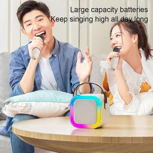 Mini-karaokelaite lapsille 2 mikrofonilla, kannettava Bluetooth-kaiutin LED-valolla