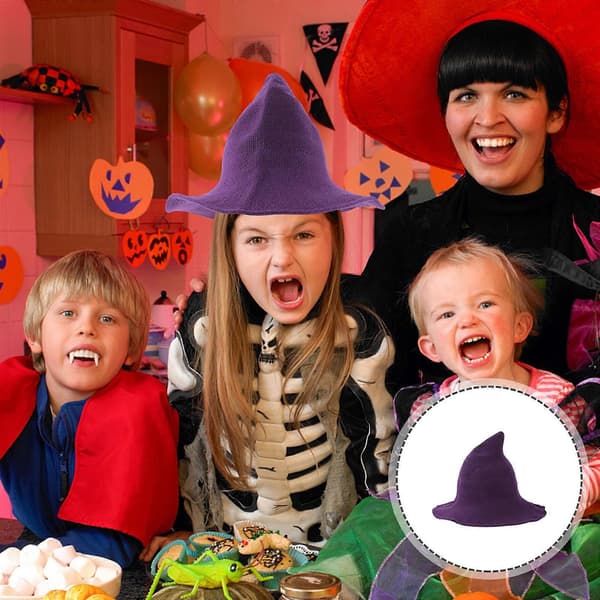 Heksehatt lilla til bruk på Halloween-fest utendørs dekorasjon A