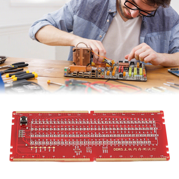 DDR5 RAM-muistipaikka-testikortti LED-valoilla, kannettava PC-emolevyjen RAM-muistin huoltoon, punainen