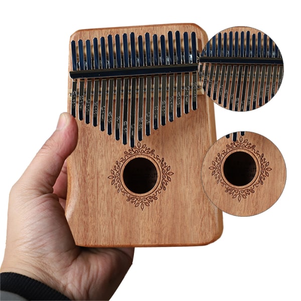 17-tangenters kalimba tummepiano; stämningshammare, fingeröverdrag, tangent
