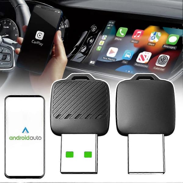 2 i 1 trådlös Android Auto-adapter Plug Play Dongle för SUV Sedan Bil Snabb Stabil CarPlay-anslutning A
