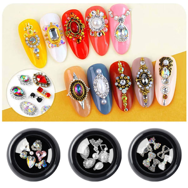 Crystal Rhinestone Nail Art Tilbehør Juveler Dekorasjon DIY