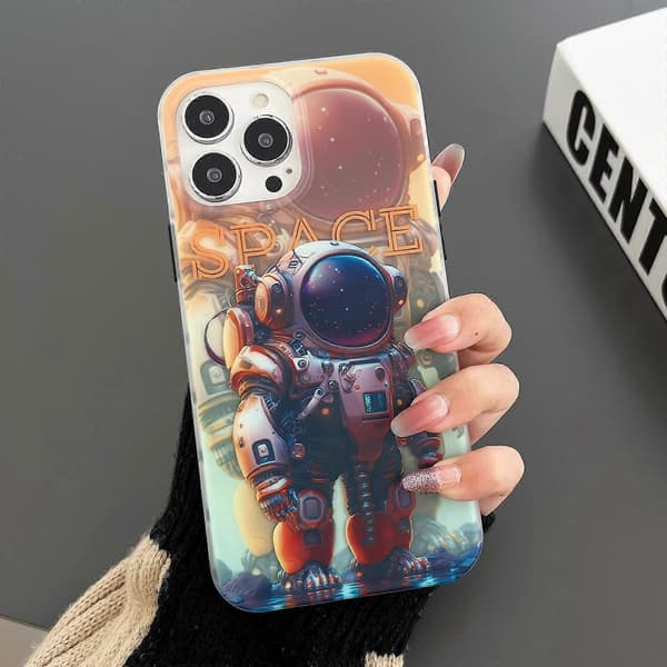 For iPhone 13 Pro Dual-side IMD Astronaut Frosted Phone Case A