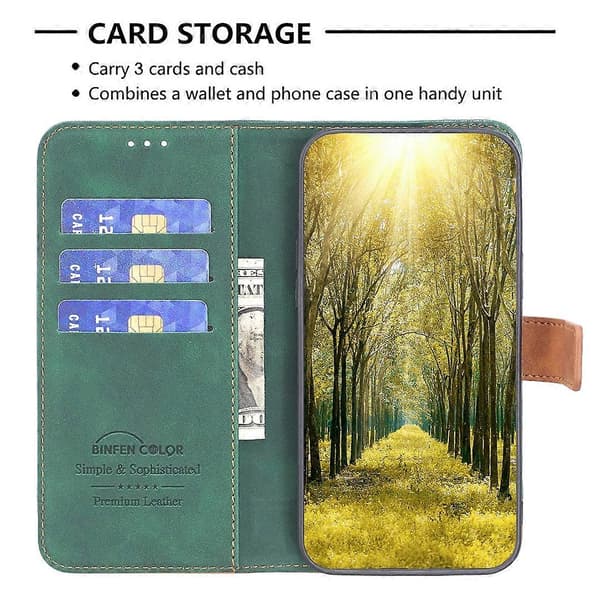 Til Xiaomi Redmi Note 11 Global BF11 Farvematchende Lædertelefoncover Grøn