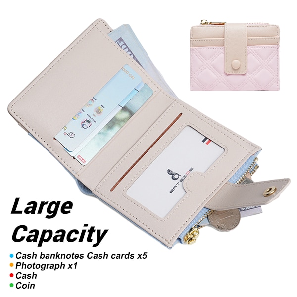Plånböcker kvinnor liten plånbok för kvinnor PU Läder Organizer Dragkedja Myntväska Bifold Liten Koppling, 11.2*8*2cm