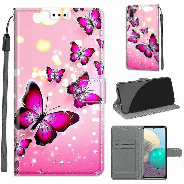 Samsung Galaxy M02 Pink Butterfly Mobilcover A
