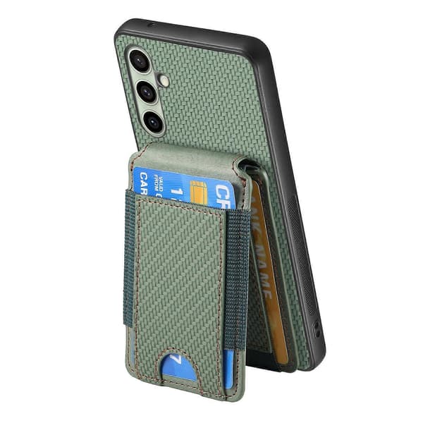 Kolfiber Vertikal Flip Plånboksfodral Stativ Telefonfodral för Samsung Galaxy A56 5G