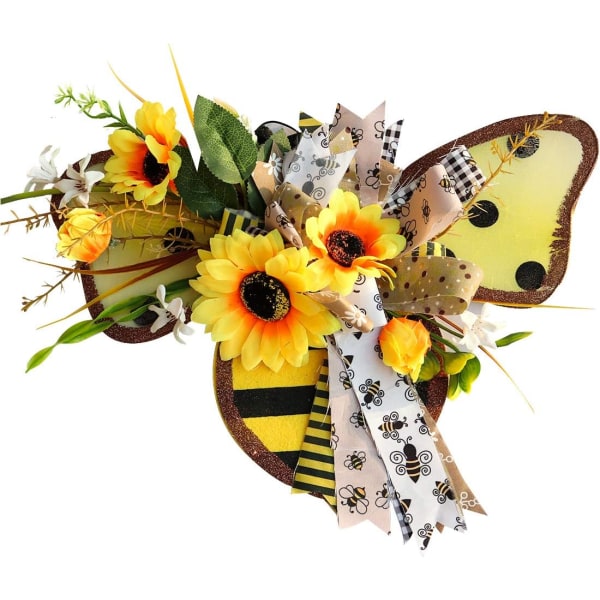 Bee Sunflower Wreath Honey Bee Day Dekorasjoner Håndlaget