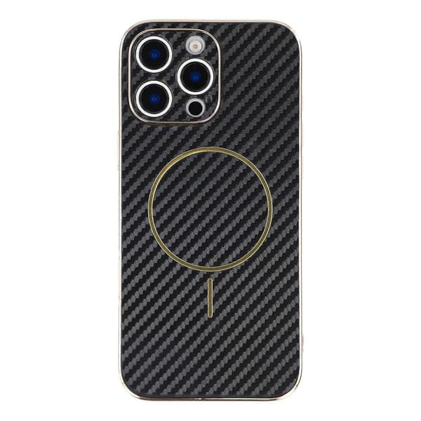 För iPhone 16 Pro Max Mobilskal Kolfibertexturerad Elektropläterad TPU Baksida