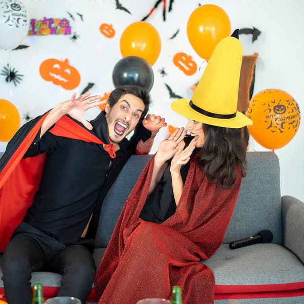 Halloween heksehatt i gul filt for cosplay-tilbehør A