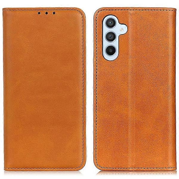 Kompatibel med Samsung Galaxy S24 FE Stativfodral Kohudstextur Läder Flip Telefonfodral A