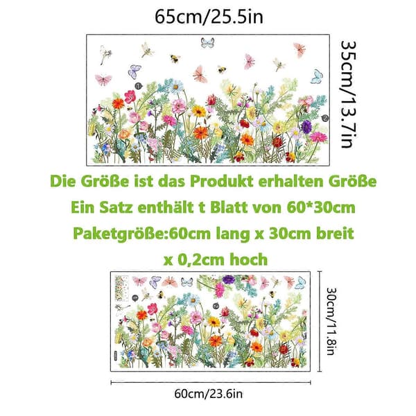 Väggtatuering trädgårdsblommor väggdekal färgglada blomfjärilar väggdekal sovrum vardagsrum soffa bakgrund väggdekoration A
