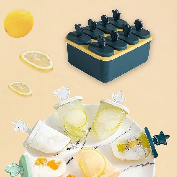 Ispindeforme med 8 ispinde Baby ispindeforme BPA-fri Genanvendelige ispindeforme med optøningsboks Nem udløsning af ispindeforme til børn Babyer DIY ispinde A