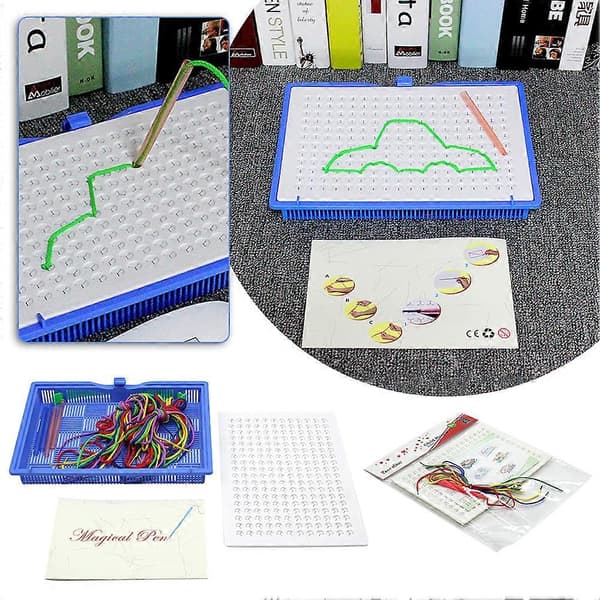 Barn 3D String Art Kit med färgade rep Pedagogisk vävning Ritbräda Kit Present till barn A