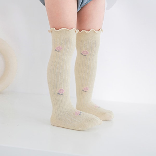 Baby jenter knehøye sokker for barn Småbarn Tube volangerte strømper L
