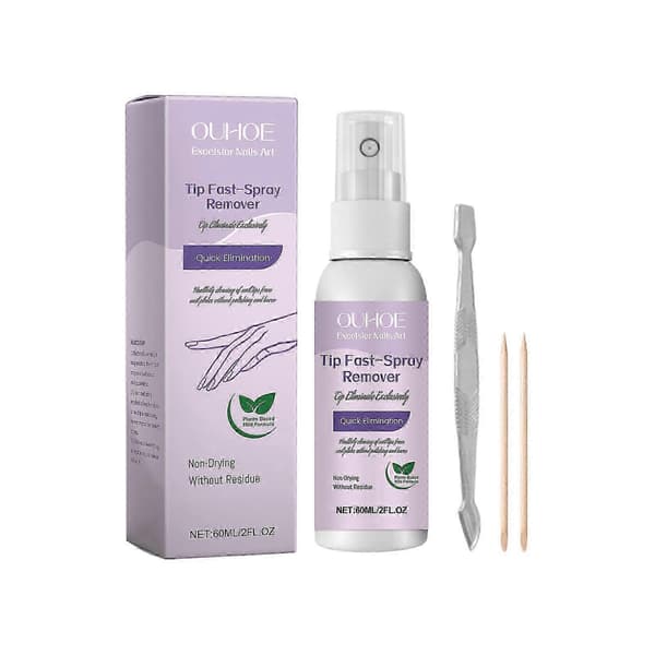 Neglelimfjerner Spray til Press-on Negle, Hurtig Fjernelse, 60 ml Gel Neglelimsfjerner, Hurtig Sprayfjerner til Tipper A
