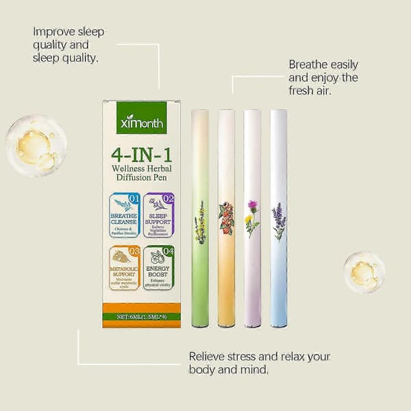 4-i-1 Naturlig Örtenergibar – Stöder Djup Sömn, Lungrengöring & Leverhälsa – 4-pack A