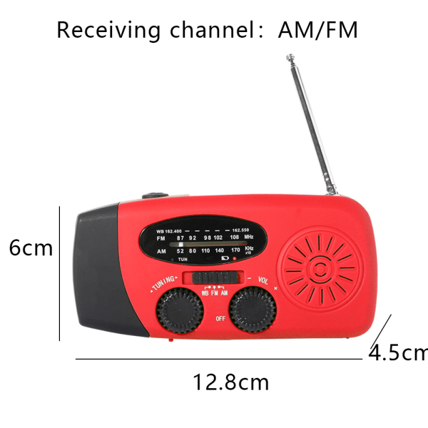 Nødvendig håndsveivradio med LED-lommelykt, AM/FM bærbar