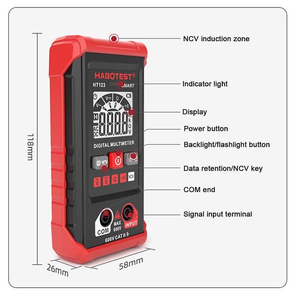 Professionel multimeter AC-DC spændingsstrømmodstandstester til kapacitetstest A