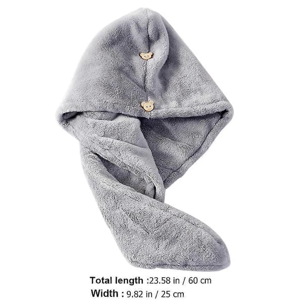 2 st kvinnor hårtorkande handduk med knappdesign hårhatt tjock hårinpackning badmössa för hemresor A