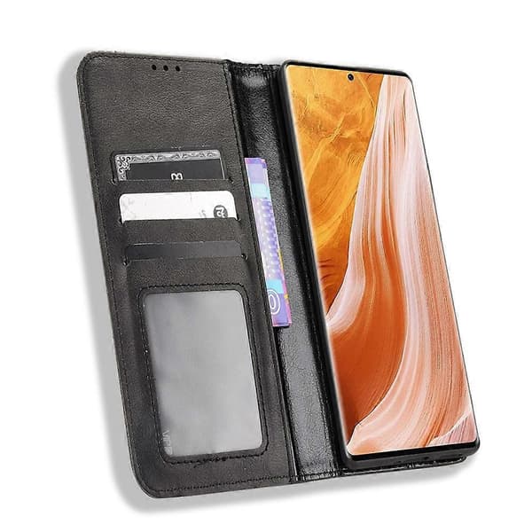 Til ZTE Axon 40 Pro Magnetisk Spænde Retro Tekstur Læder Telefonetui Sort