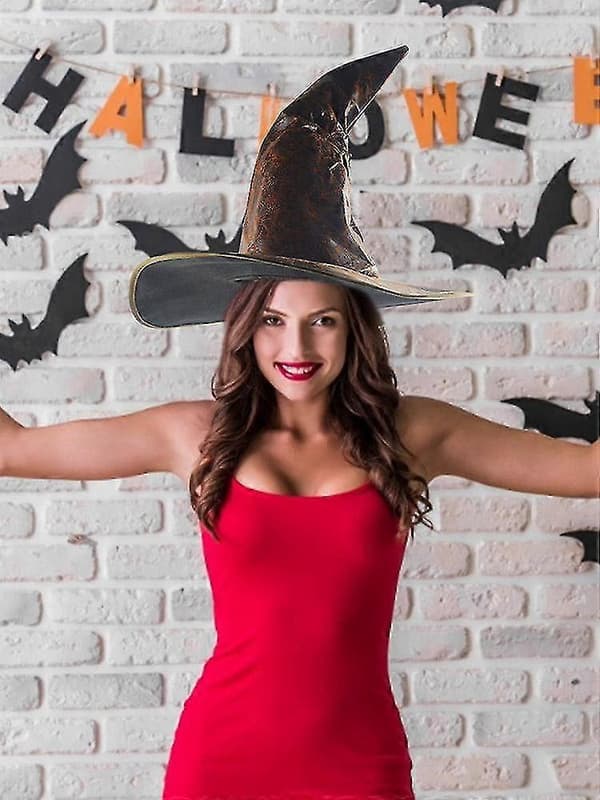 Halloween Heksehat Læder Voksen Kostumefest Tilbehør Halloween Hat A