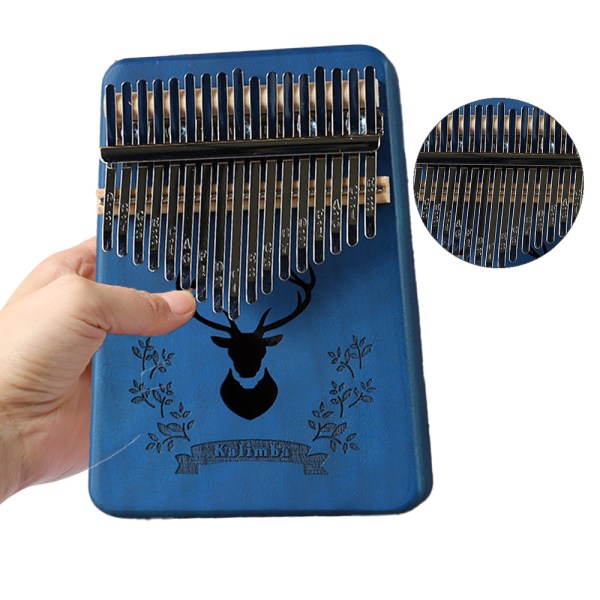 17-tangenters kalimba tommelpiano; stemhammer, fingerdeksler, tangent