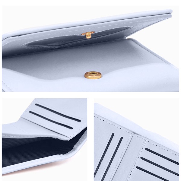 Dam plånbok korthållare, liten bifold plånbok, söt liten läderficka plånbok för kvinnor, flickor