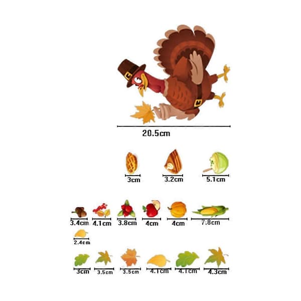 Thanksgiving Turkey Sticker Pumpkin Maple Leaf Fruit Static Sticker(style2380) A