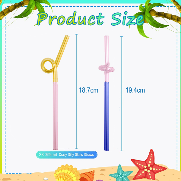 Reusable Bent Glass Straws, Glass Drinking Straws for