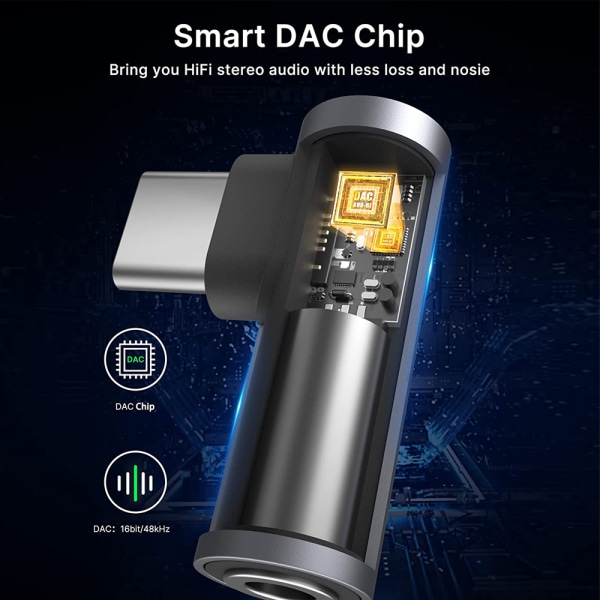 2-pakning USB C til 3,5 mm lydhodeadapter, Type C til Aux