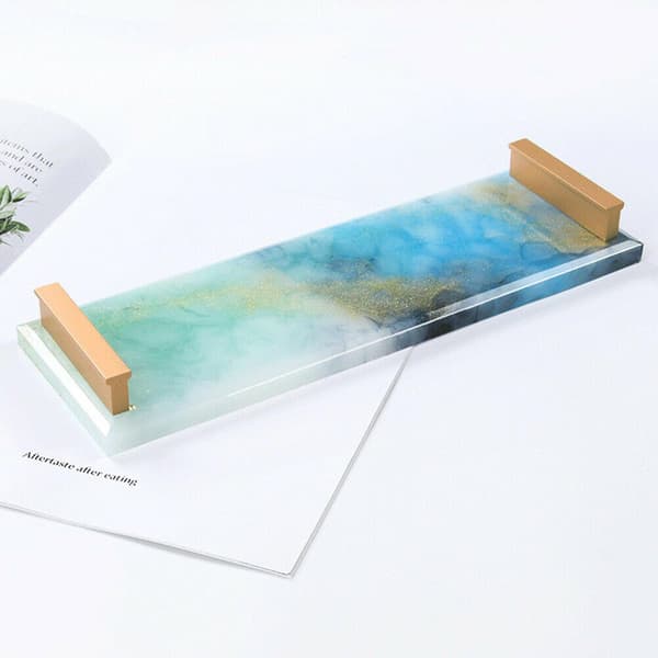 Silikonform for harpiksbrett Tallerkenfat Form DIY Epoxy Støping Håndtak Håndverk A