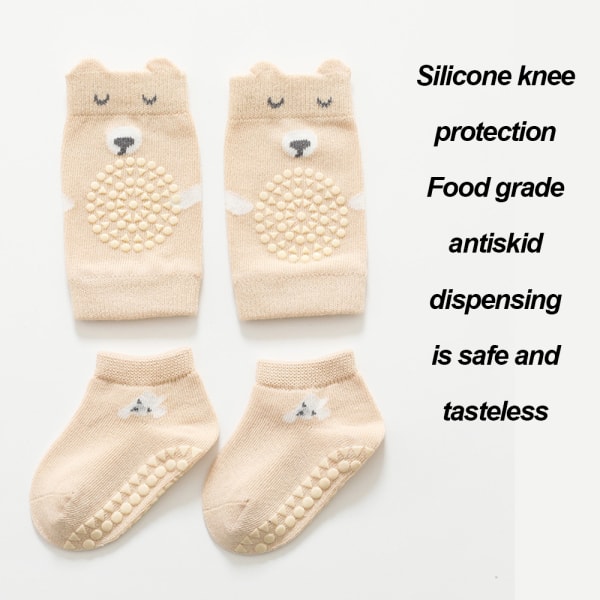 Baby Krypande Anti-Slip Knäskydd och Anti-Slip Babystrumpor Set