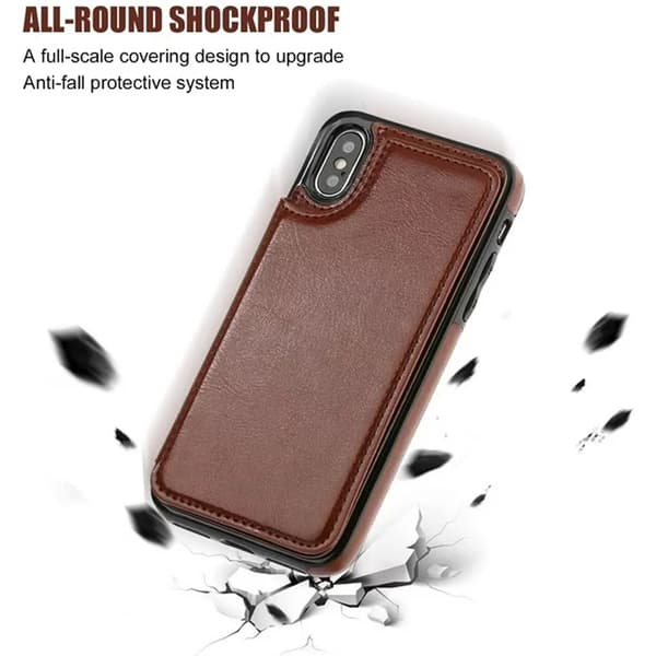 IPhone Xs IPhone X Pung Etui med Kortholder, Dobbelt Magnetisk Lås