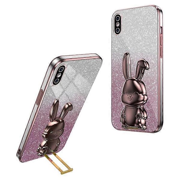 Kompatibel med iPhone XS Max utfällbart stöd telefonfodral fallskydd kaninfodral A