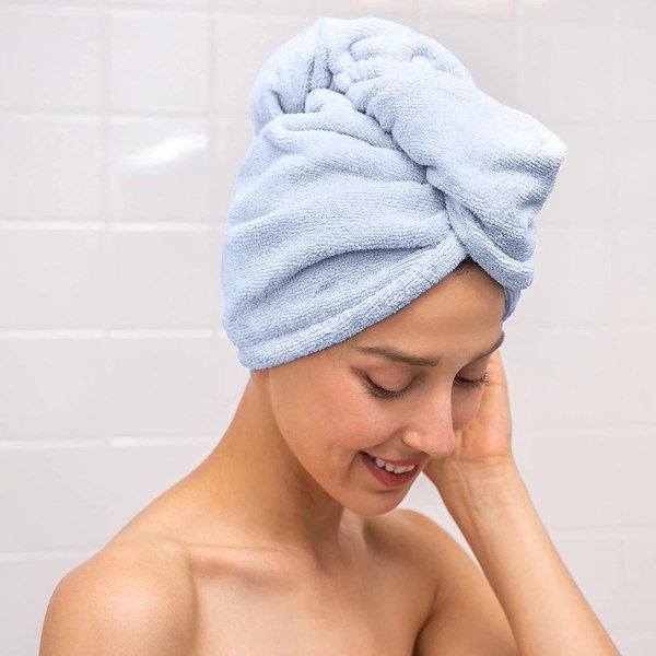 Mikrofiberhårhandduksväska - 3-pack snabbtorkande hårhanddukar,