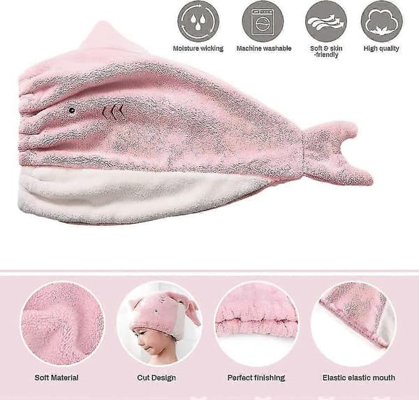 2-pack mikrofiberhandduk för hårtorkning, superabsorberande söt broderad korallfleece för vått hår A