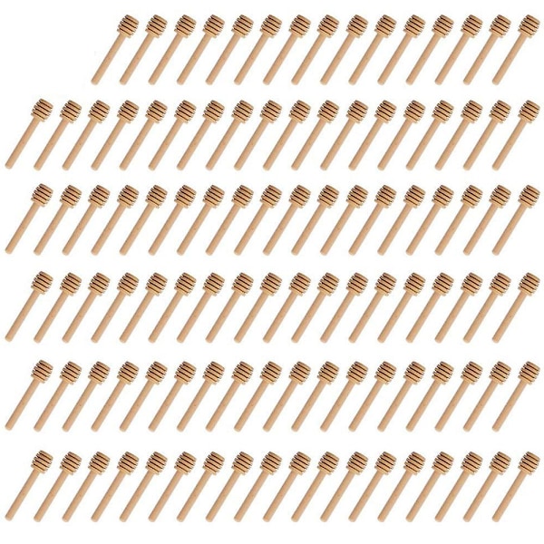 Livsmedelssäker, miljövänlig återanvändbar honungsdippare, mini honungskaksstav i trä för att ringla honung på bröllop, fester och helgdagar (7,6 cm)