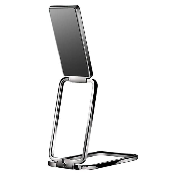 360R Foldbar drejelig telefonholder i metal med dobbeltringe og foldbart greb